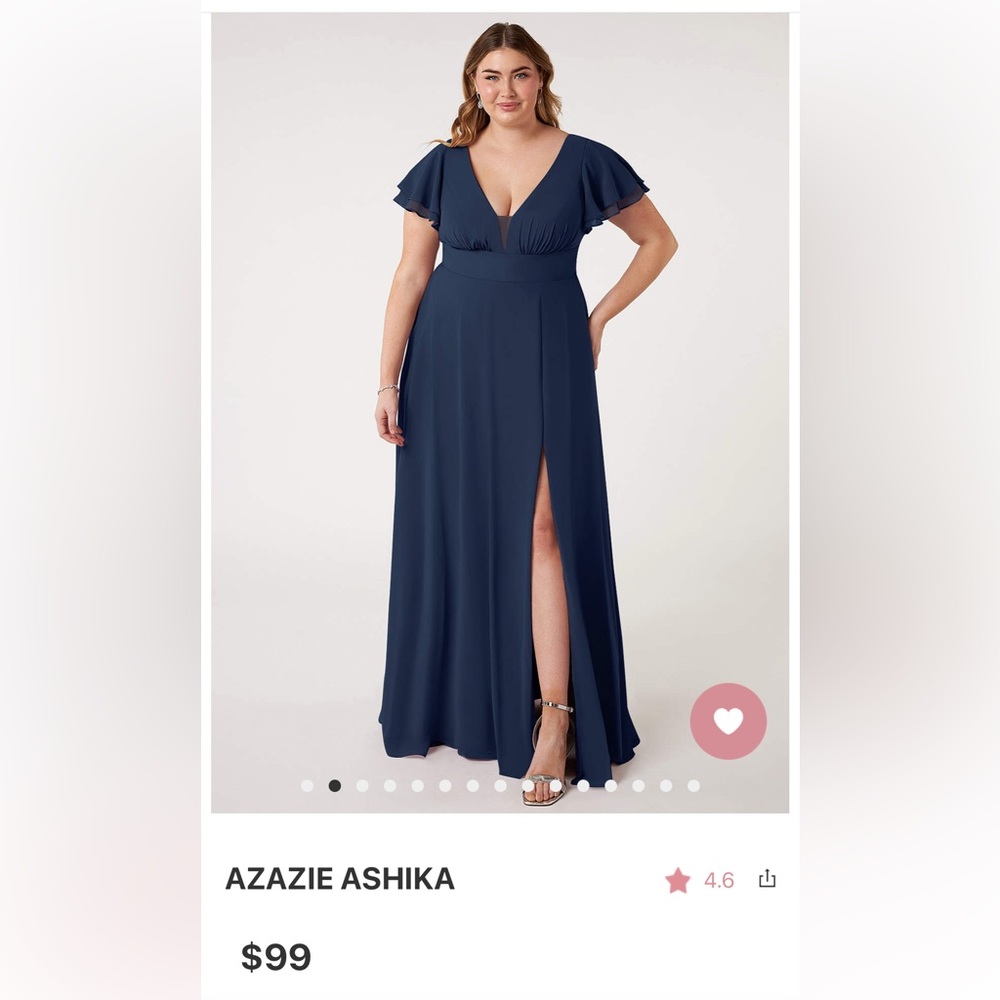Azazie Ashika bridesmaid dress. Dark navy. Size 16.